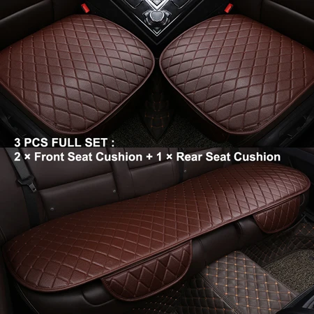 HuiER подушки для автомобильных сидений из высококачественной кожи, удобные чехлы для сидений автомобиля с защитой от скольжения, чехлы для сидений автомобиля, подушки для сидений - Название цвета: 1 SET Coffee