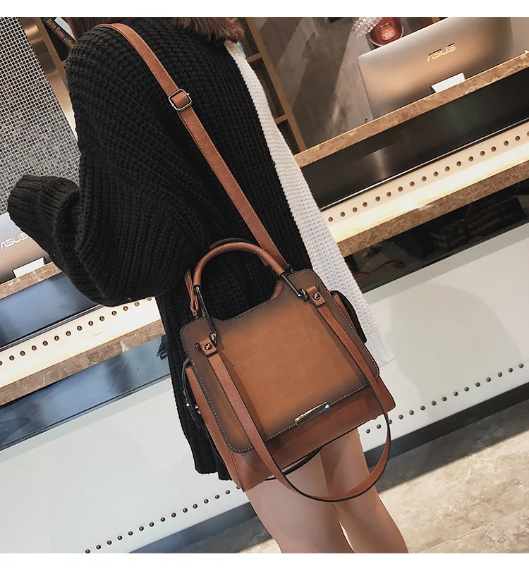 2018 высококачественные матовые Винтажные Сумки из искусственной кожи, женская дизайнерская простая сумка, большие женские сумки на плечо
