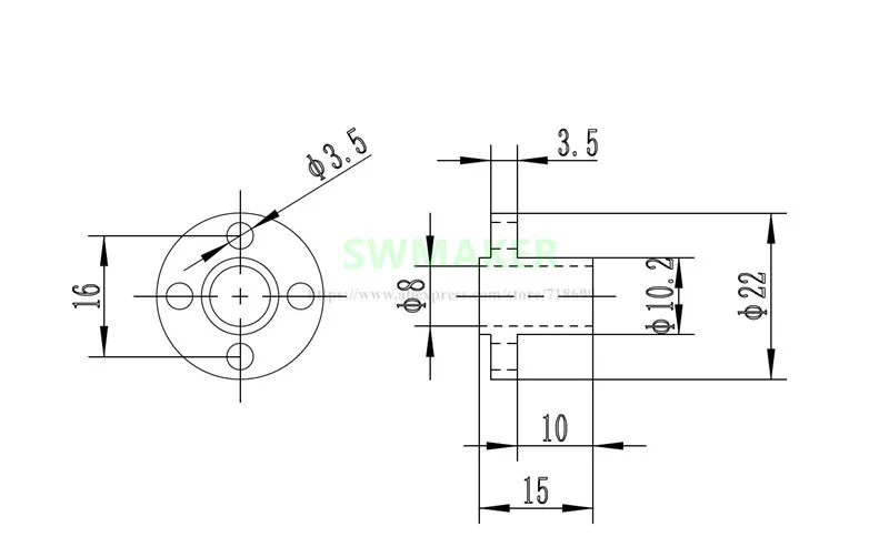 SWMAKER 5 шт. черный TR8 свинцовый винт POM гайка TR8x2/TR8x4/TR8x8 трапециевидные гайки из делрина 8 мм Гладкая