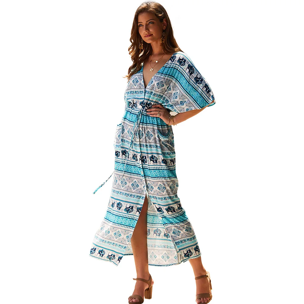 

Women's dress 2019 spring and summer new bohemian split casual sexy temperament dress BONJEAN