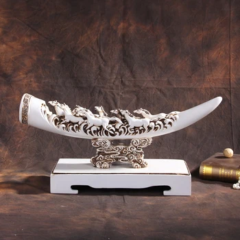 

Chinese style classical home decoration horse horn decoration ivory crafts entranceway