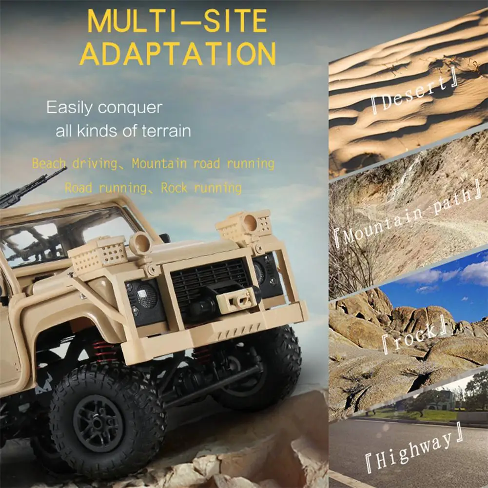 RC Car High Speed Off-Road Cavalry Jeep Crawler Remote Control Vehicle All Terrain 2.4G 4WD Electric RC Buggy with LED Light