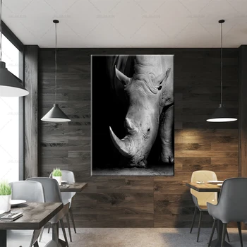 

Black White Geometric Rhino Nordic Poster Canvas Painting Wall Art Posters And Prints Wall Pictures For Living Room