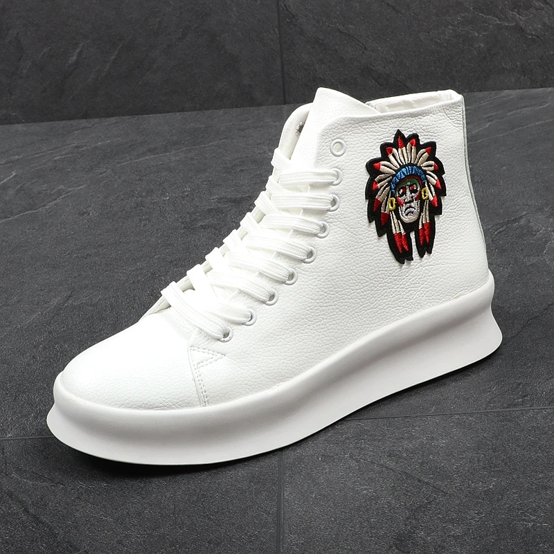 CUDDLYIIPANDA New Fashion High Top Casual Shoes for Men Spring Autumn Rivets Breathable Oxfords Zip Sneakers Zapatos Hombre