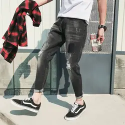 Весна-Лето Новые мужские джинсы стрейч Мужская корейской версии slim fit Леггинсы Мужская trend отверстия джинсы мужские