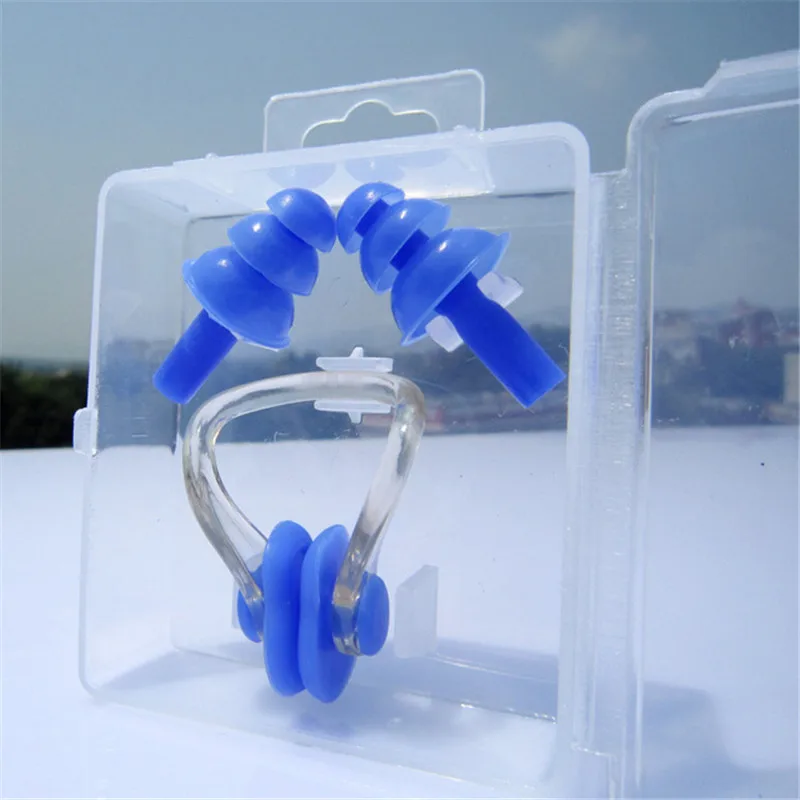 Soft waterproof Silicone Swimming nose clip earplugs set Surf diving swimming pool accessories for adults Sports ear plug water