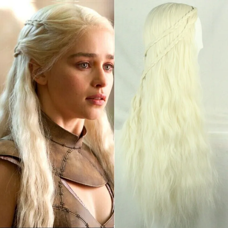 game of thrones daenerys targaryen cosplaywigs headwear long blonde peruca woman halloween costumes carnival purim party dress in costume accessories from