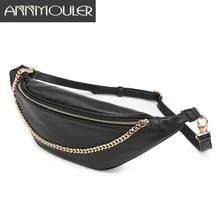 Annmouler новые женские сумки на пояс модные черные сумки на пояс из искусственной кожи сумка на пояс с цепочкой большая многонациональная Женская нагрудная сумка