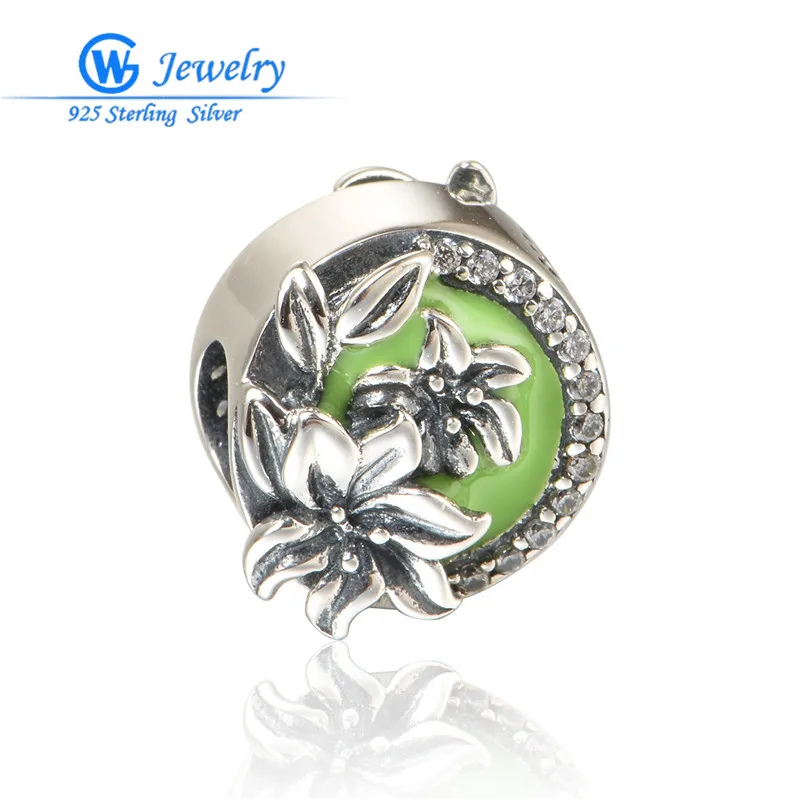 

2016 New Women Gift For Easter Bijoux En Argent 925 Flower Charm Fit Snake Bracelets & Necklaces Gw Fashion Jewelry X418H10
