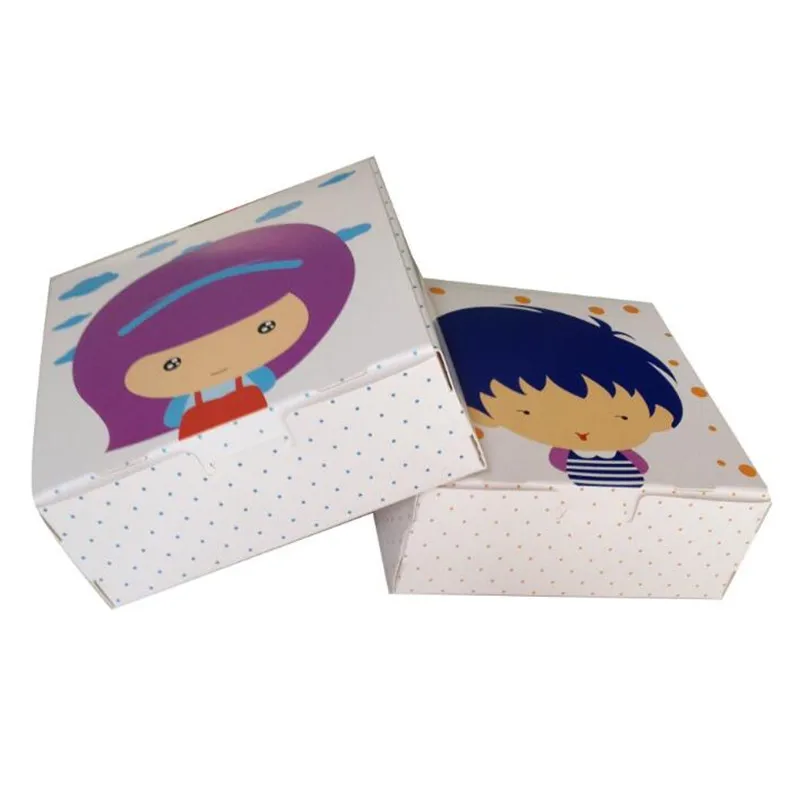 

10 pcs 12*12*4.5cm Small Cute Girl Boy Cookie Paper Packaging Boxes Packing for Candy Biscuit Chocolate Paper Carton