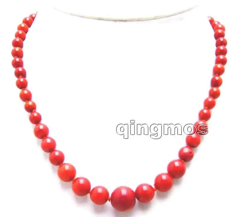 

SALE 6-14mm Round Red Natural High Quality Coral 17'' Necklace -nec5953 Wholesale/retail Free ship
