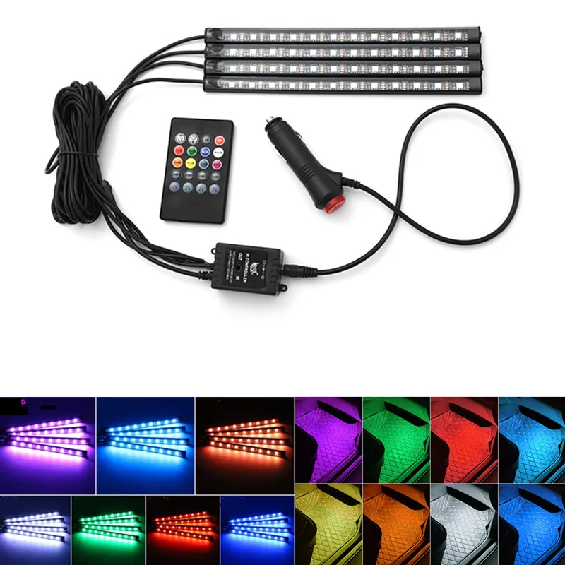 

Wireless Remote/Music/Voice Control Interior Floor Foot Decoration Light Cigarette LED Atmosphere RGB Neon LampStrip 12v