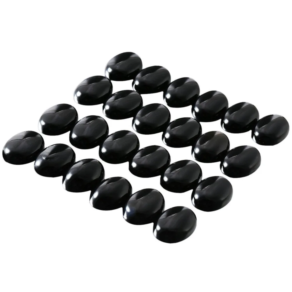 Black Agate Cabochons CAB Flatback for Jewelry Making,22x30mm,Pack of 10 2