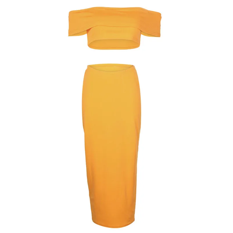 Casual 2 Two Piece Set Women Sexy Solid Strapless Short Layered Tank Sheath Bodycon Party Skirt Set Beachwear Women Set 3D07 (7)