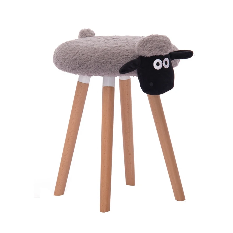 

Creative wood makeup sheep shape stool Nordic style dressing shoes bench stool