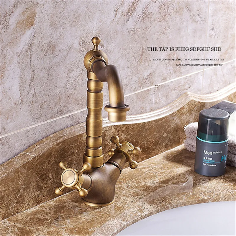  180 degree rotating vintage inspired brass kitchen faucet bathroom sink mixer conversion plug with  - 33057327167