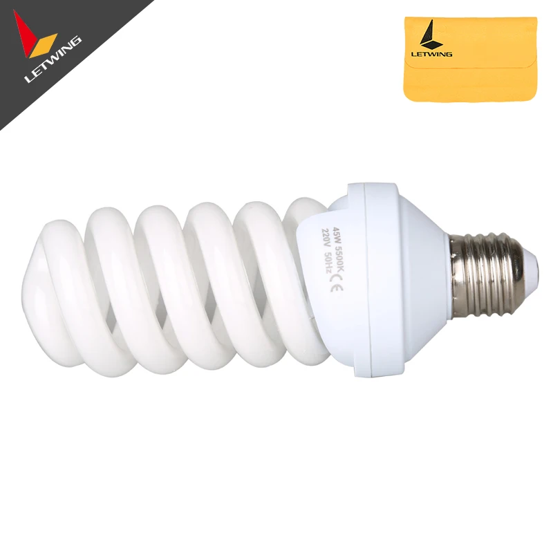 

45W 220V E27 Photo Video Studio Continuous Compact Fluorescent Light Bulb 5500K Energy Saving Tricolor Photography Bulb