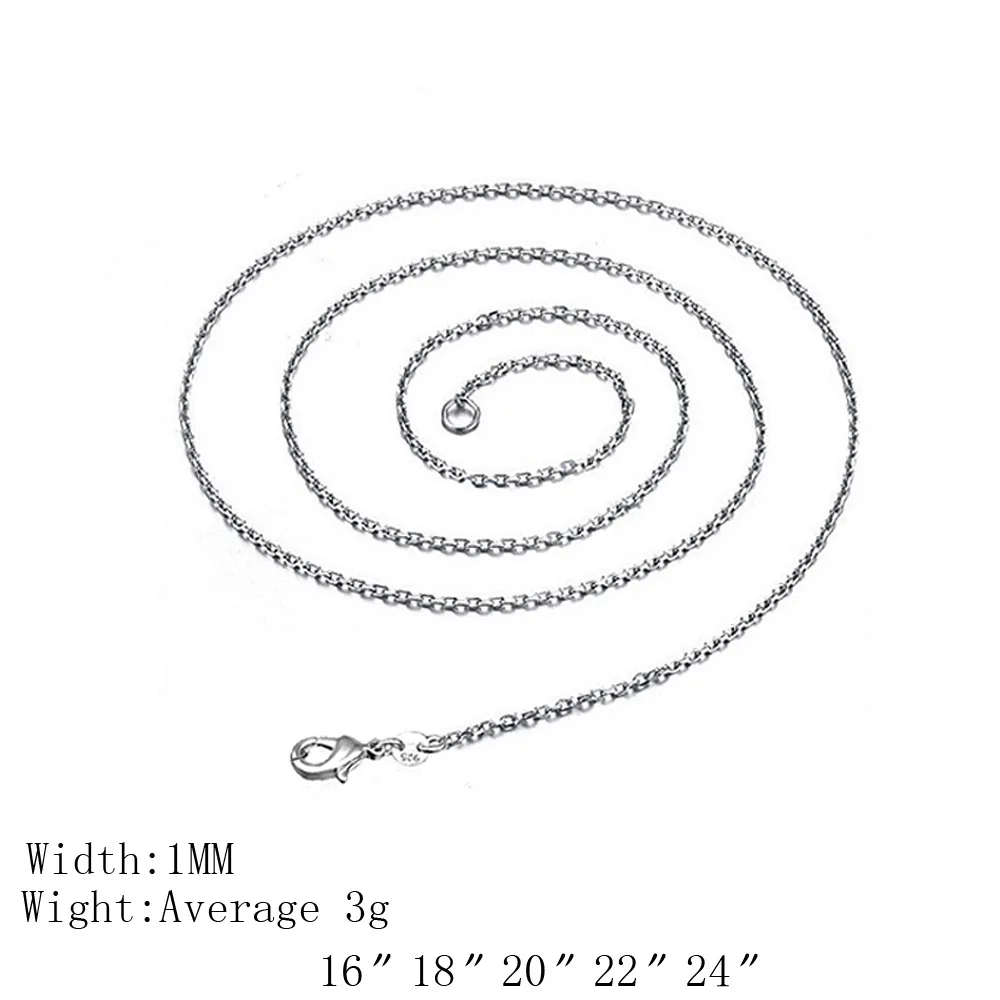 100 шт/партия 925 тисненый Посеребренная 1 мм звено цепочка плетения Ролло 1", 18", 2", 22", 24 дюймов Женская Ювелирная цепочка