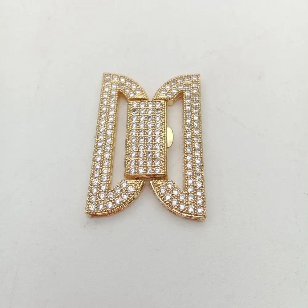 Кубический циркон микро проложить застежка для ожерелья/браслет 24x33 мм золотое покрытие - Цвет: gold