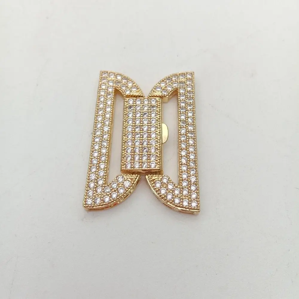 gold Кубический циркон микро проложить застежка для ожерелья/браслет 24x33 мм золотое покрытие - Цвет: gold