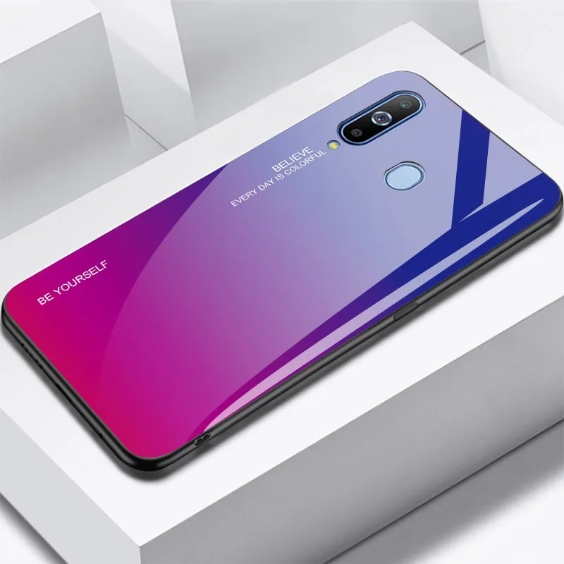 Чехлы с закаленным стеклом для samsung Galaxy A70 чехол A50 A30 A20E A20 A10 M30 M20 M10 A750 на спине градиент Цвет бампер для A9Pro - Цвет: 4