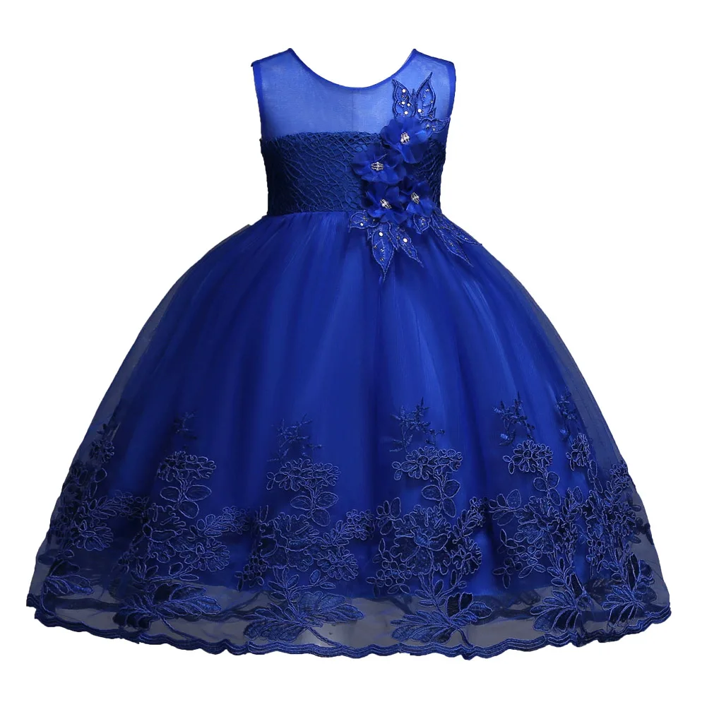 

Kids Girls Formal Dress Flower Decor Sleeveless Round Neck Bubble Tulle Princess Dress @ZJF