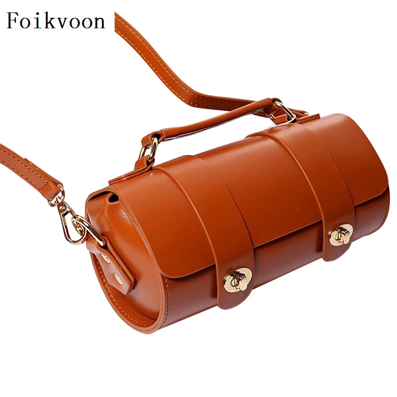 

Foikvoon Shoulder Bag Women Split Leather Rretro Female Crossbody Bags Popular Individuality Ladies Handbags Bags