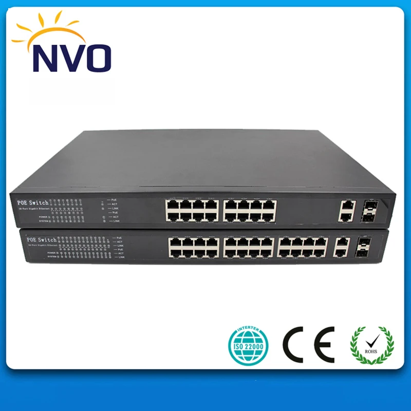 

24PoE Ports+2 port Gigabit SFP Unmanaged Fiber Optic Ethernet POE Switch