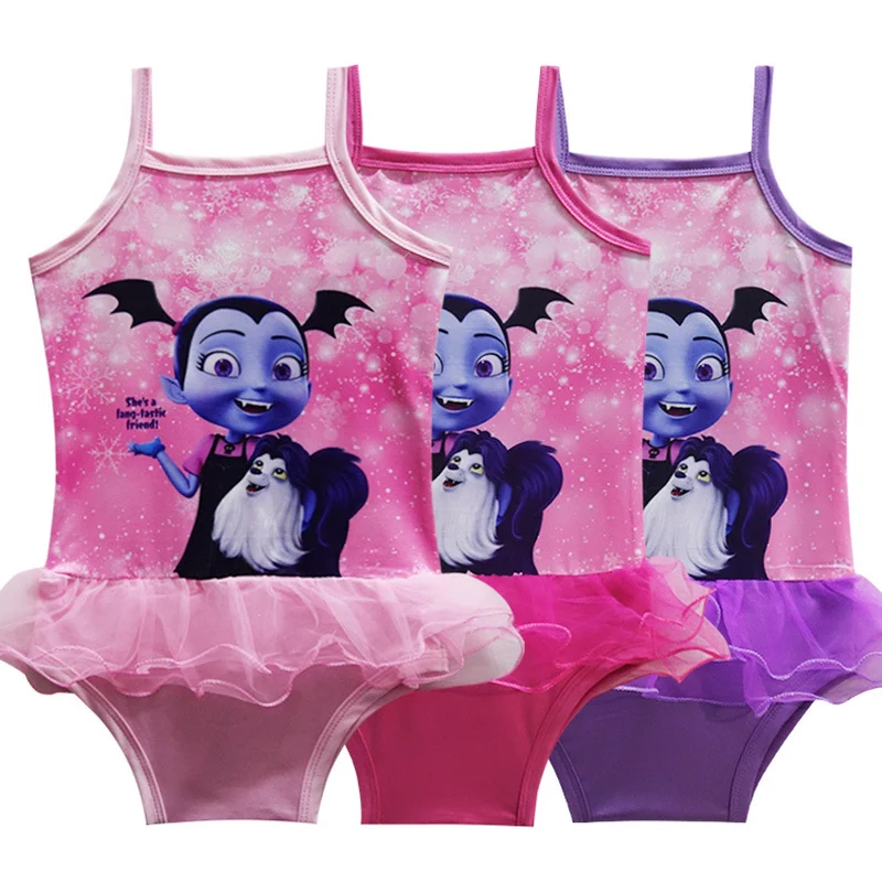 Новинка 2018 платье для девочки Vampirina бикини vaiana цельнокроеное плавания с бантом