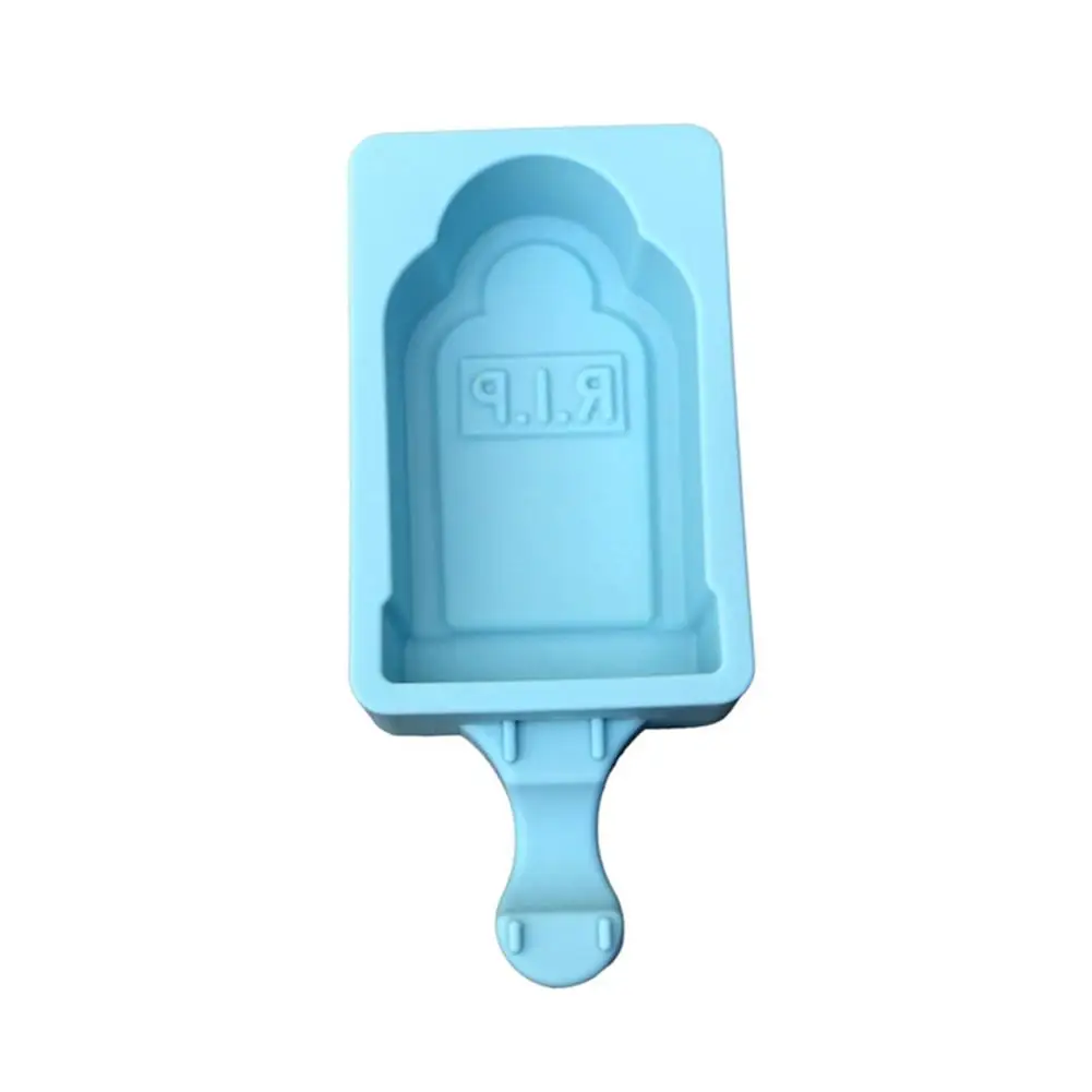 Silicone Ice Cream Mould Halloween Ghost Head Tombstone Owl Unicorn Crying Face Shaped Cartoon Ice Sucker Mould Cold Drink Mold - Цвет: tombstone