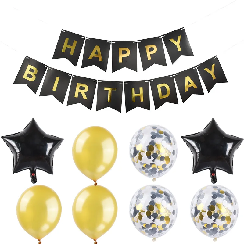 Новые продукты с днем рождения воздушный шар буквы фольгированные шары Детские Игрушки гелиевые партии аэростат Для с - Цвет: Black balloon set