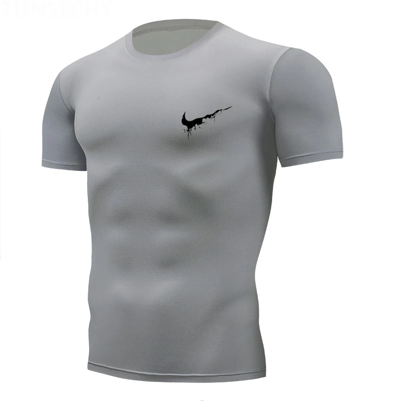 4XL Men's T-shirts Quick Dry Tight Fitness Running T shirts Men Brand Short Sleeves Gym Sport compression shirt 2019 Men's Rashgard jogger sportswear