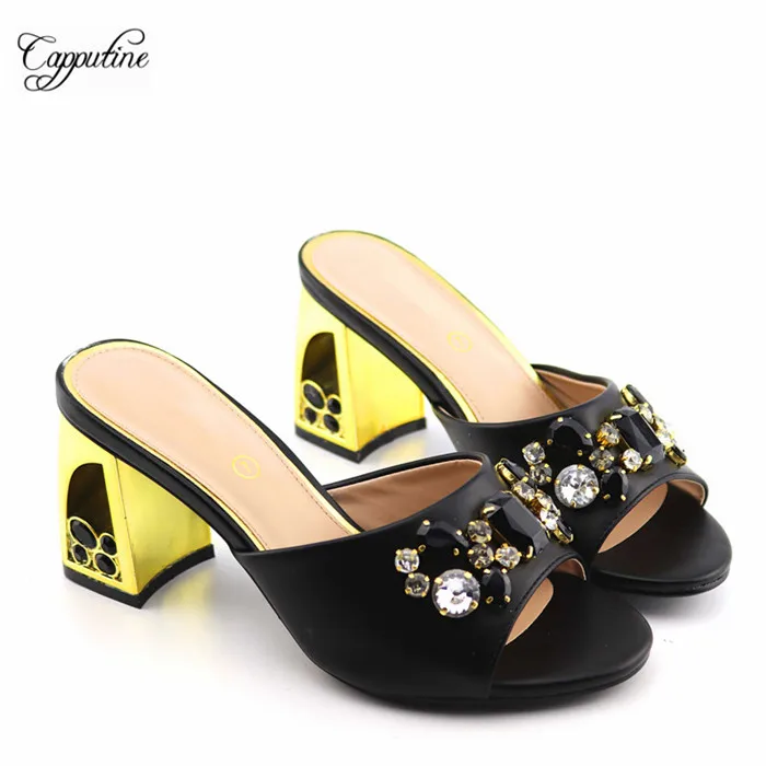 

Hot sale black African high heel slip-onr shoes nice matching for evening dress ,heel height 8.6cm, 1817-1 ,Size 37-42