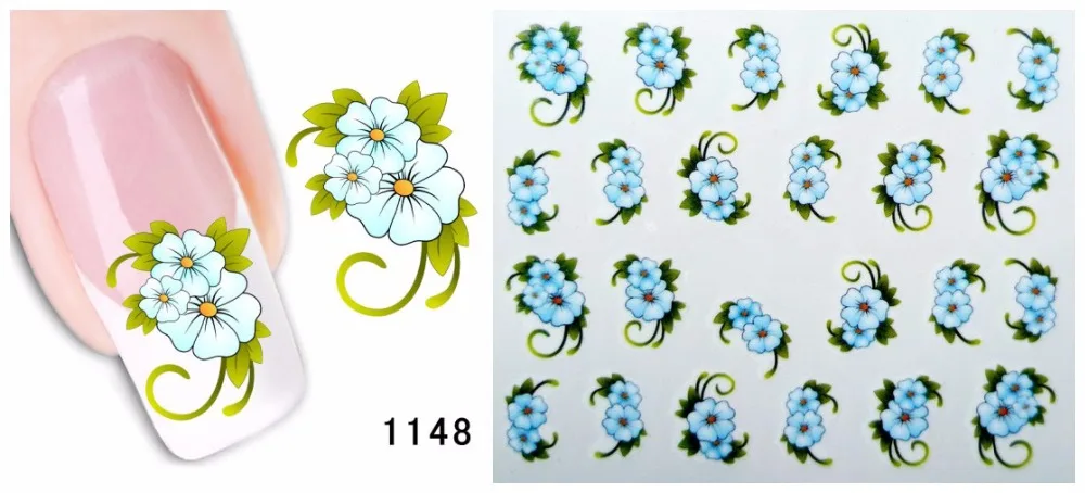 AddFavor 2 листа наклейки для дизайна ногтей цветок бабочка длинная наклейка "виноград" украшения Маникюр DIY обертывания инструменты аксессуары для ногтей