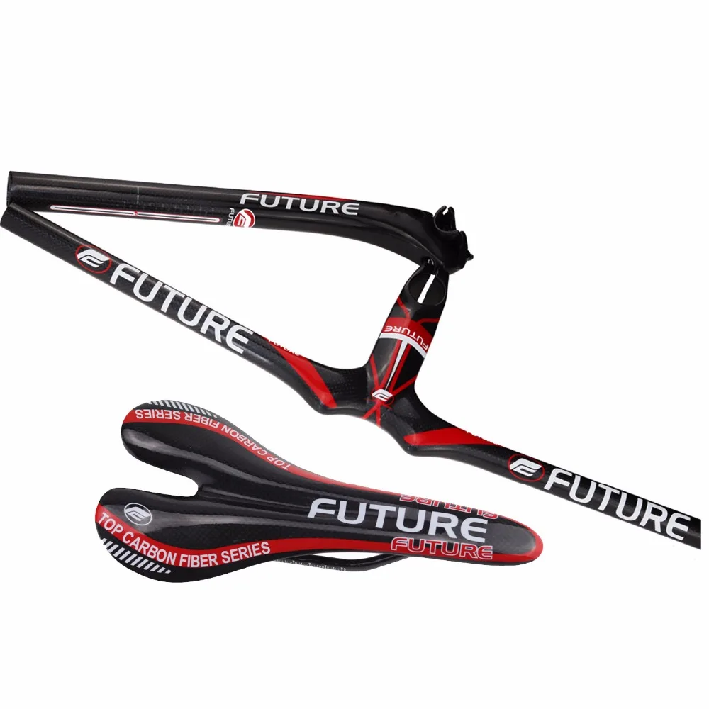 

Taiwan FUTURE Full Carbon Fiber Saddle MTB Bike Parts Set Seat Post Carbon Integrated Flat Handlebar With SeatPost