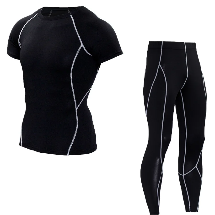 Мужские компрессионные костюмы для бега Rashguard одежда ММА рубашка брюки