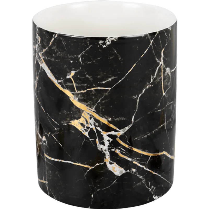 

Export European Ceramic black marble brush pot makeup brush barrel pen container toothbrush barrel