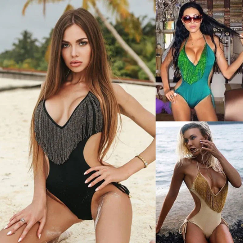 Женский купальник монокини TCBSG однотонный с пуш ап на бретельках подкладкой для