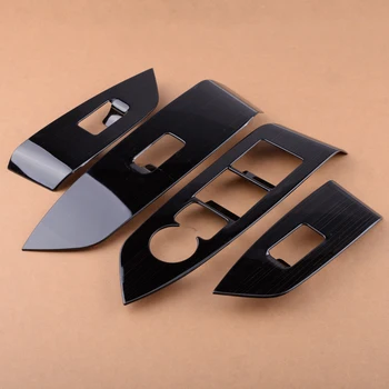 

beler 4pcs/set Car Black Window Inner Titanium Switch Panel Cover Trim Frame Fit for Mazda CX-5 CX5 2017 2018