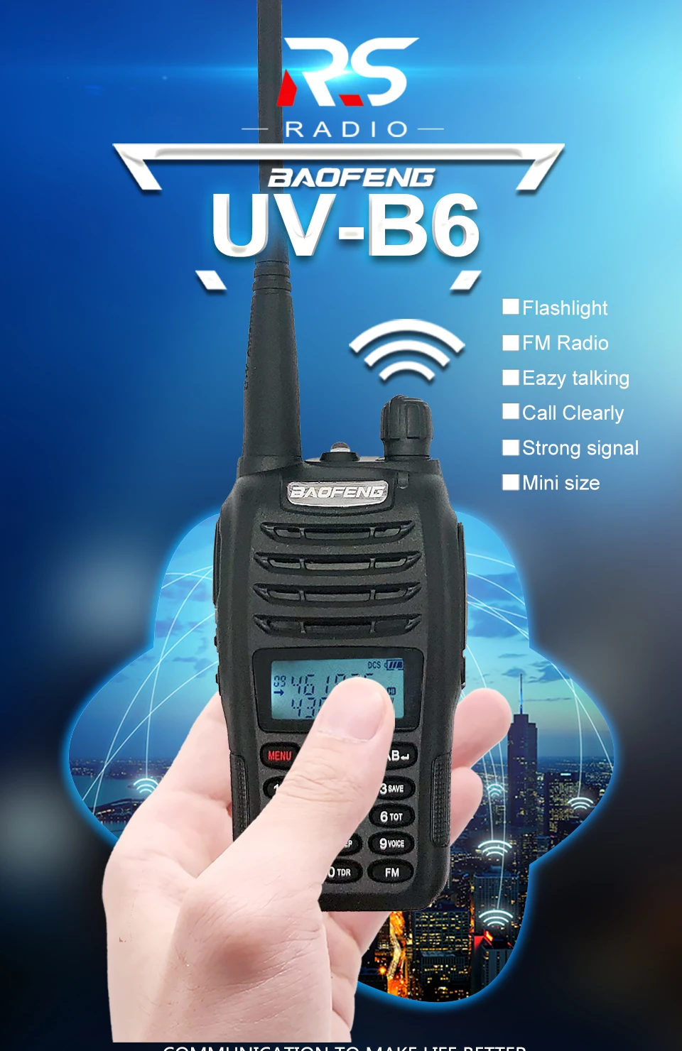 2019 Baofeng UV-B6 рация Samll размер Ham FM радио Comunicador портативный UHF VHF двухсторонняя радиостанция UVB6 HF приемопередатчик