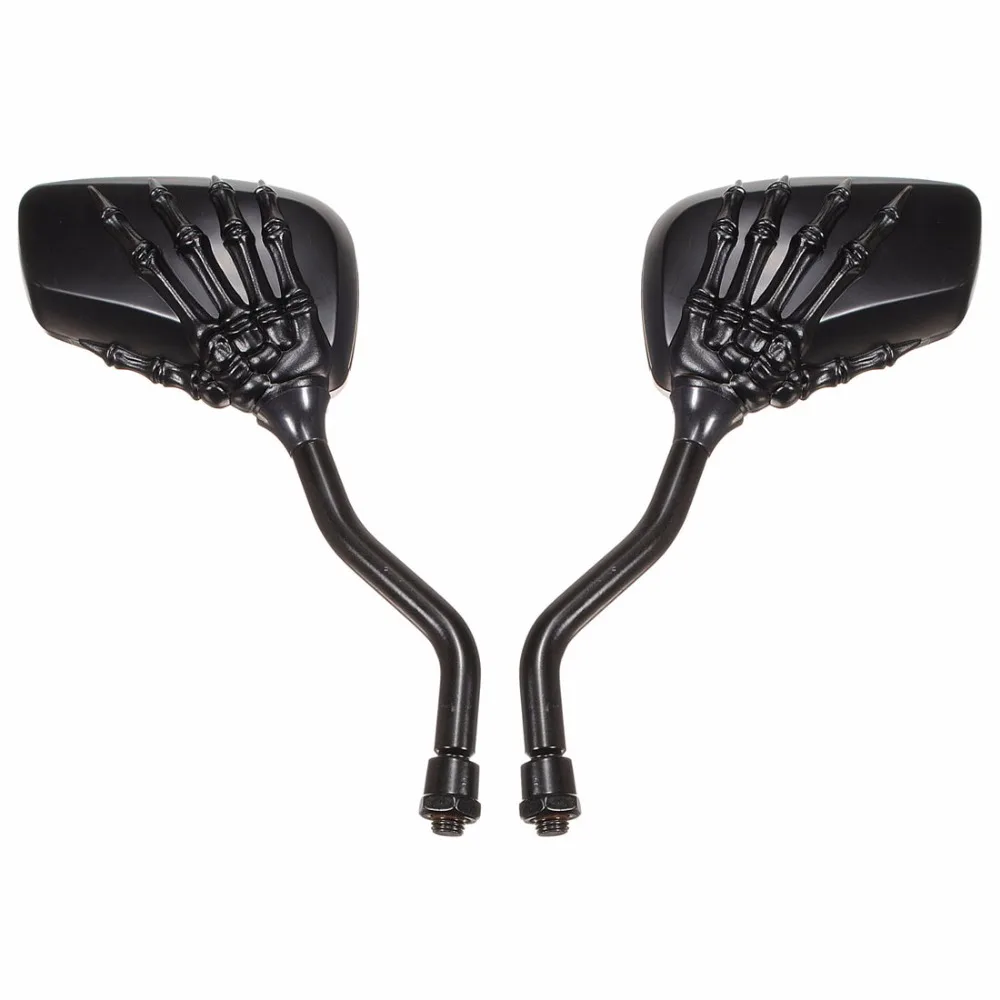 

Pair Custom Black Skeleton Skull Hand Claw Motorcycle Rearview Mirrors 8MM 10MM