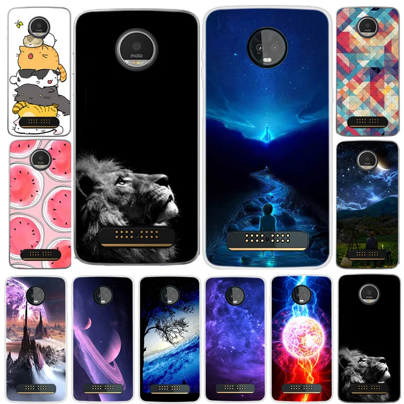 

For Motorola Moto Z2 Play Case Cover Soft TPU Silicon Cover Cat Dog Animal Cartoon painted Phone Capa For Moto Z2 Play 5.5"