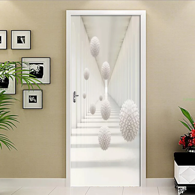 

3D Creative White Stereo Sphere Modern Living Room Study Bedroom Door Decor Sticker Wall Paper Mural PVC Self-adhesive 3D Decals