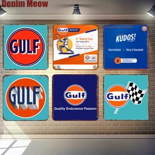 Галф Ретро оловянные знаки бензиновый металлический Плакат Бар Паб Клуб гаражное украшение моторное масло настенная доска винтажный домашний декор N300