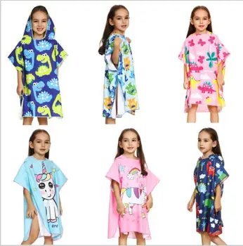 

Children's Cartoon Hooded Cloak Bath Towels Lengthened Thick Hooded Cloak Beach Towel Absortbent Pool Swim Shower Bathrobe