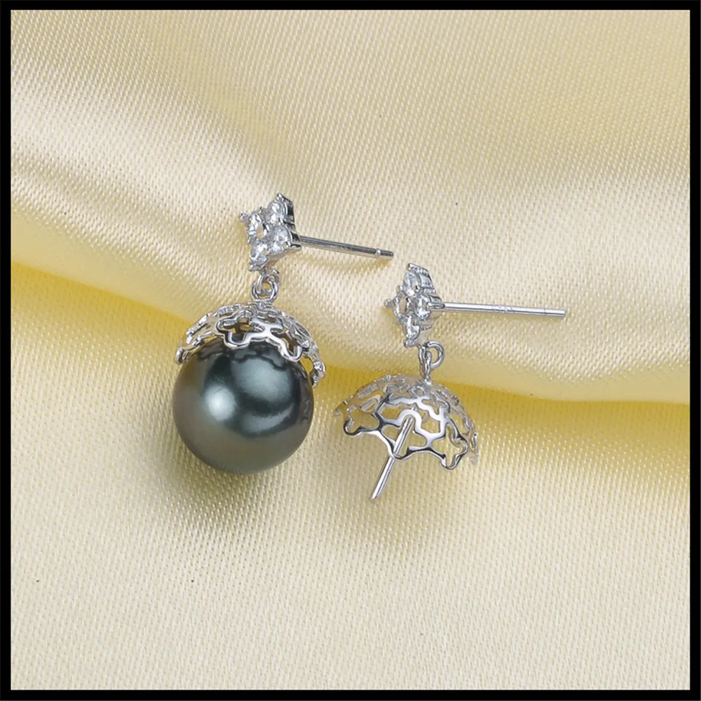 

Earrings Mount Pearl Accessories 925 Silver Earrings Jewelry DIY making No Pearl