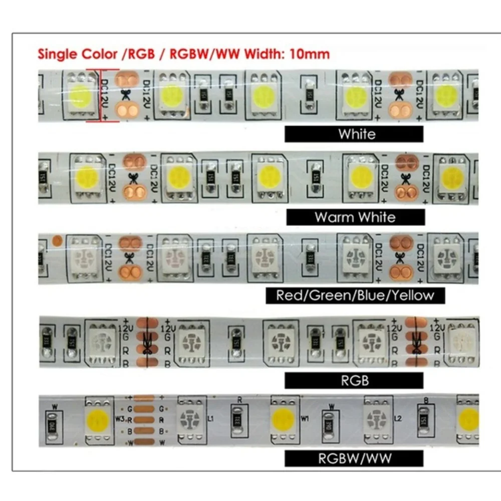 

12 v Waterproof 5050 SMD LED Strip light 5M 12V LEDStrip tape lamp RGB RGBW RGBWW Yellow Pink Ice Blue Diode Ribbon Fleible