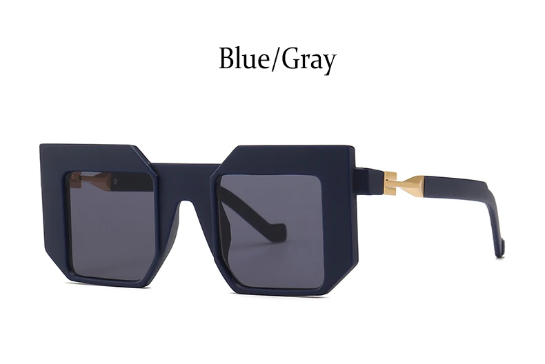 Модные женские Квадратные Солнцезащитные очки большого размера, Женские винтажные брендовые дизайнерские металлические солнцезащитные очки для женщин, новые черные очки Oculo - Цвет линз: Blue Gray