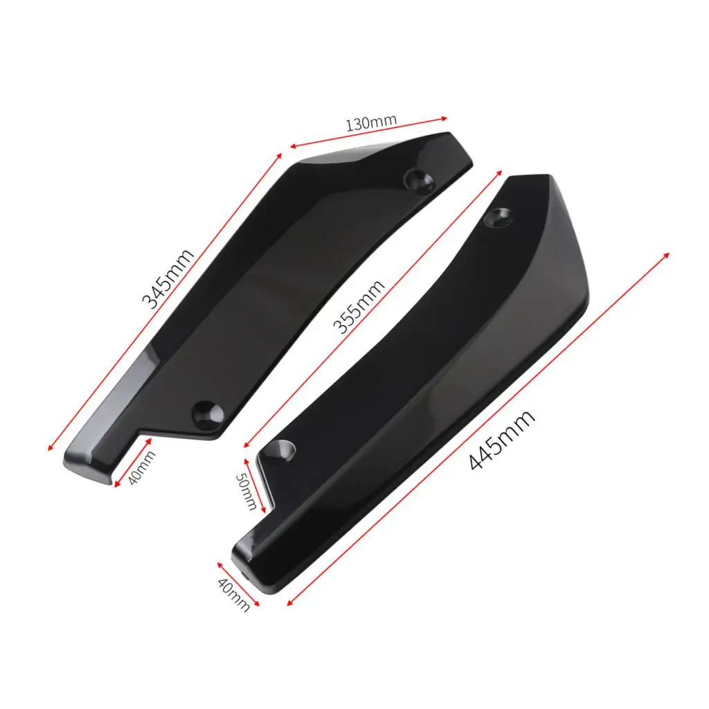 2 Pieces Universal Car Rear Bumper Lip Splitter Fins Spoiler Protector Black