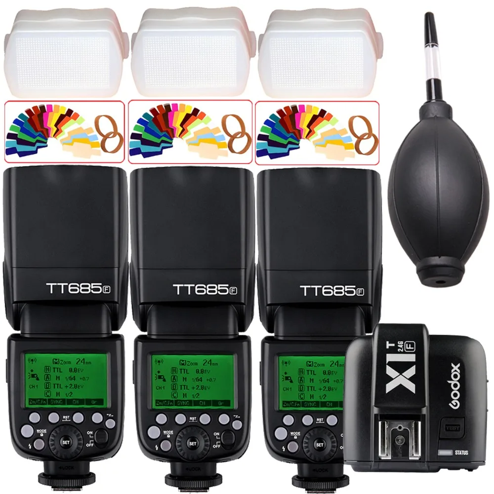 

3x Godox TT685 TT685F Flash Speedlite TTL 2.4G Wireless 1/8000s + X1T-F Transmitter for Fuji X-Pro1/X-Pro2/X-T10/X-T20/X-T1/X-T2